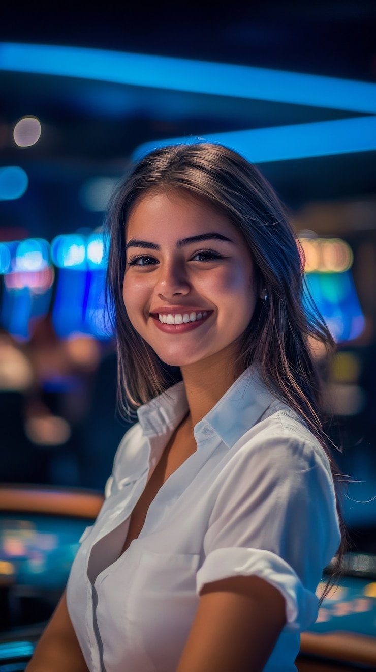 Dealer profesional menangani permainan Free Bet Blackjack